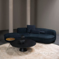 Conjuntos de sofá de couro curvado ao círculo de lua meia -lua